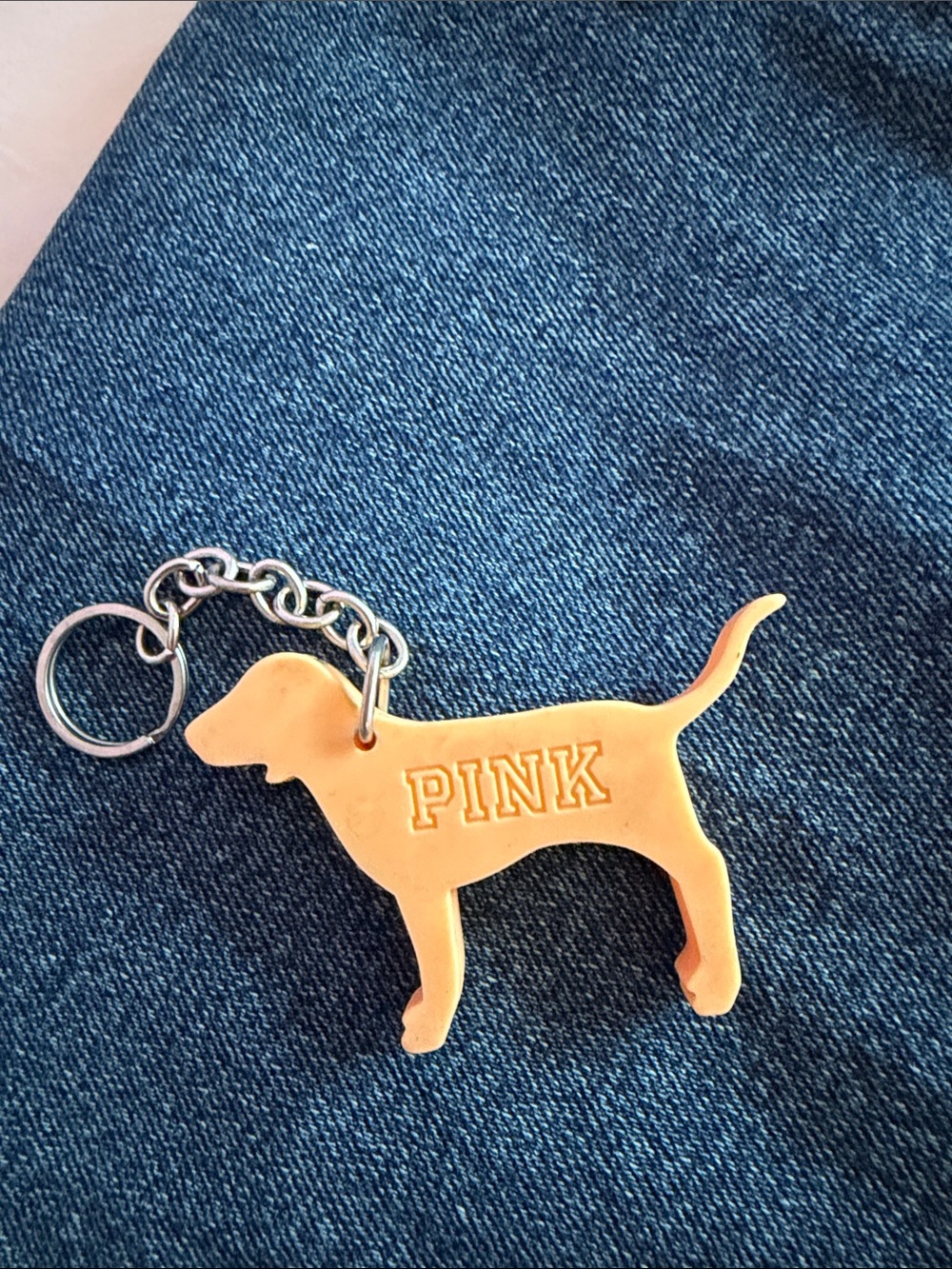 PINK Victoria's Secret Orange Dog Silhouette Keychain
